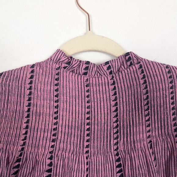 J. Crew Pink Ruffled Neck Pin Tuck Popover Blouse Size M - Picture 5 of 9